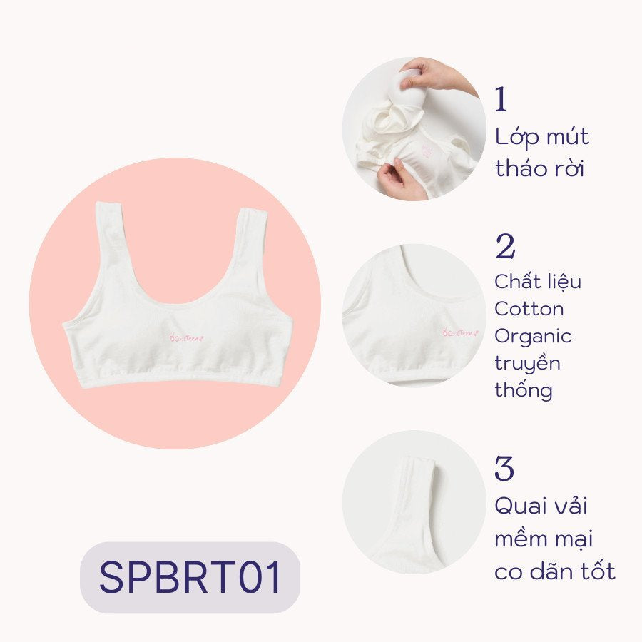 Áo Lót Áo Lá Tuổi Dậy Thì 8-16 tuổi Organic Cotton Cao Cấp SPBRT01-Aircool-chaiyo.vn