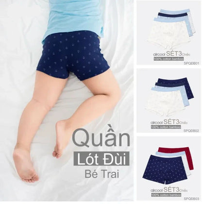 Quần lót đùi cho bé trai cotton thể thao cao cấp co giãn 4 chiều Combo 3 cái