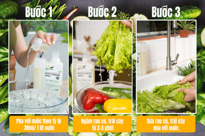 Nước Rửa Rau Củ Quả Sinh Học An Toàn Life Green 3 Lít