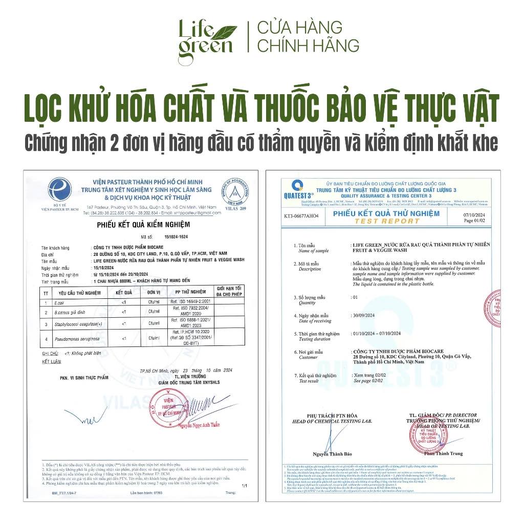 Nước Rửa Rau Củ Quả Life Green 2 Lít