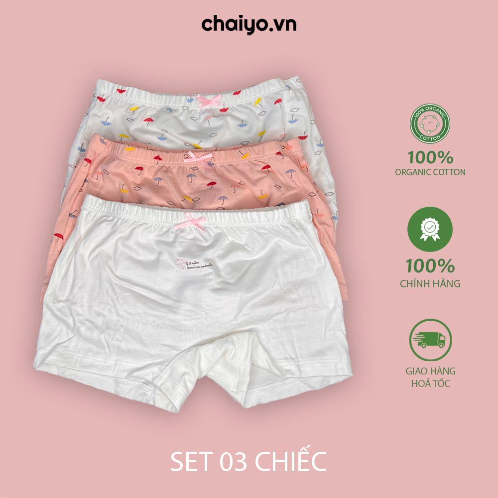 Quần lót dạng đùi cho bé gái 2-12 tuổi Bamboo Cotton Set Combo 3 Cái-Aircool-chaiyo.vn