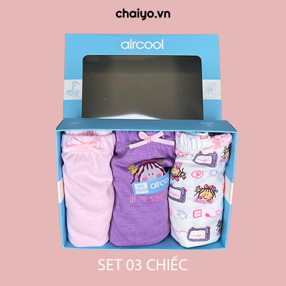 Quần lót dạng đùi cho bé gái 2-12 tuổi Organic Cotton Set Combo 3 cái-Aircool-chaiyo.vn