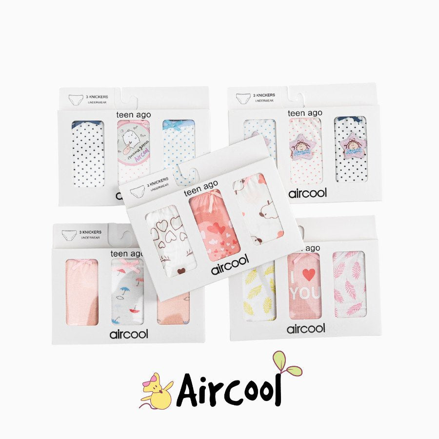 Quần lót cho bé gái 2 đến 16 tuổi vải Cotton Set Combo 3 cái-Aircool-chaiyo.vn