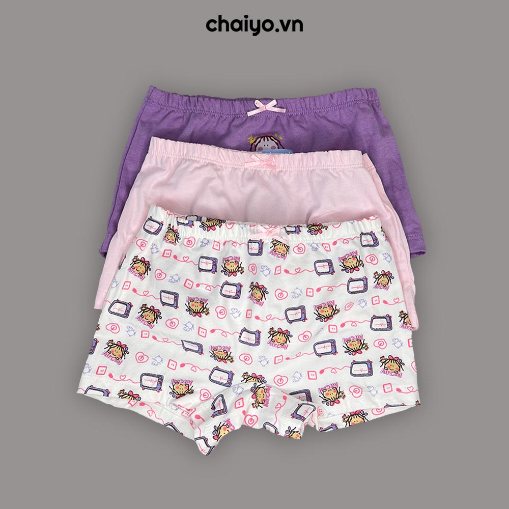 Quần lót dạng đùi cho bé gái 2-12 tuổi Organic Cotton Set Combo 3 cái-Aircool-chaiyo.vn