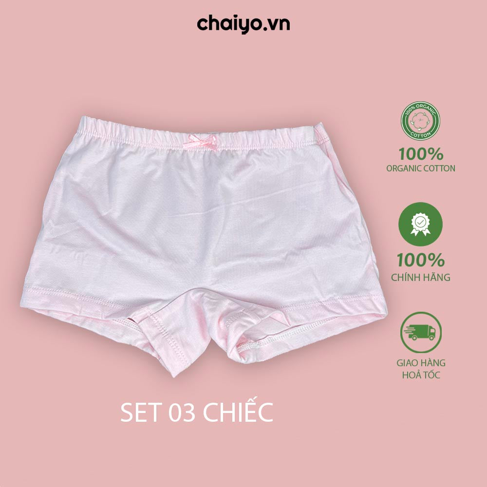 Quần lót dạng đùi cho bé gái 2-12 tuổi Organic Cotton Set Combo 3 cái-Aircool-chaiyo.vn