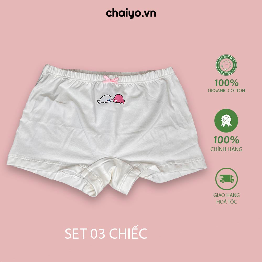 Quần lót đùi cho bé gái từ 2-12 tuổi organic cotton kháng khuẩn combo 3 cái-Aircool-chaiyo.vn