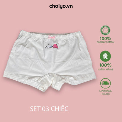 Quần lót đùi cho bé gái từ 2-12 tuổi organic cotton kháng khuẩn combo 3 cái-Aircool-chaiyo.vn