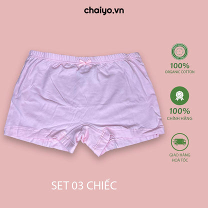 Quần lót đùi cho bé gái từ 2-12 tuổi organic cotton kháng khuẩn combo 3 cái-Aircool-chaiyo.vn