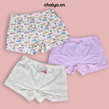 Quần lót đùi cho bé gái từ 2-12 tuổi organic cotton kháng khuẩn Set 3 cái