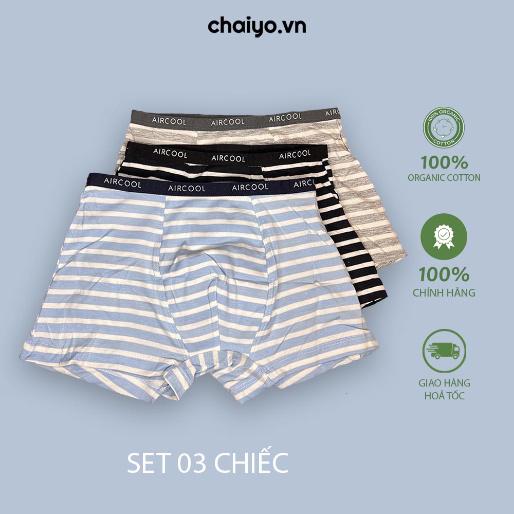 Quần lót đùi cho bé trai 5-17 tuổi cotton sợi tre kháng khuẩn Combo 3 cái-Aircool-chaiyo.vn