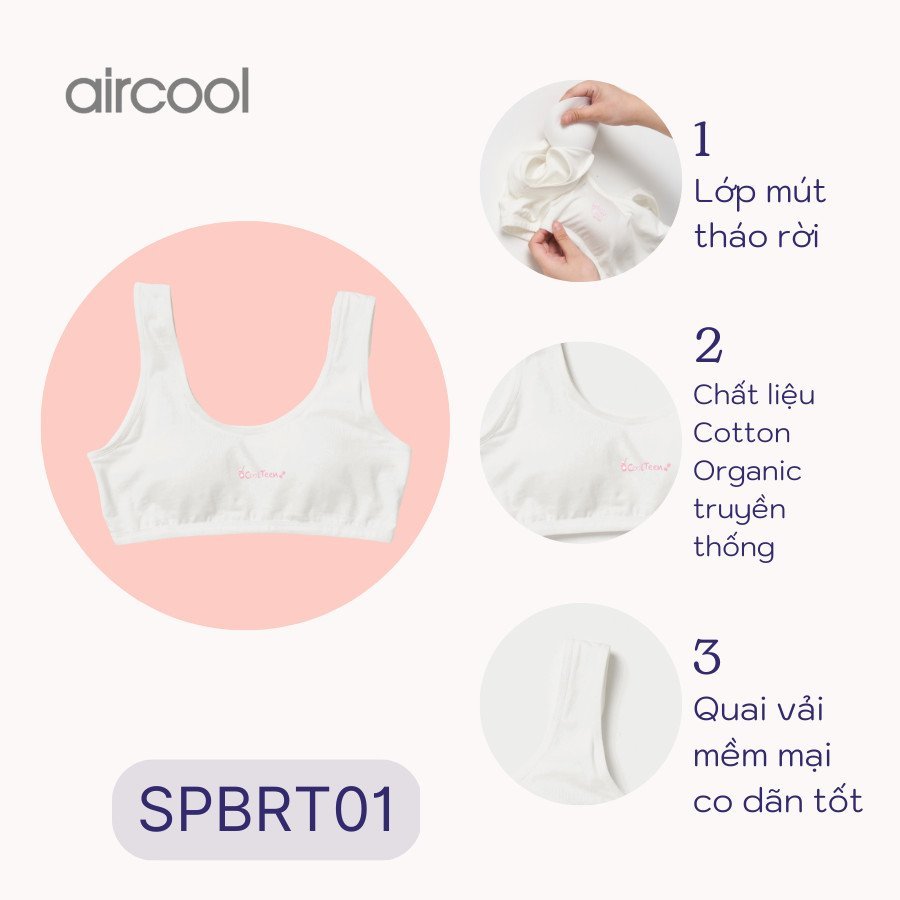 Áo Lót Áo Lá Tuổi Dậy Thì 8-16 tuổi Organic Cotton Cao Cấp SPBRT01-Aircool-chaiyo.vn